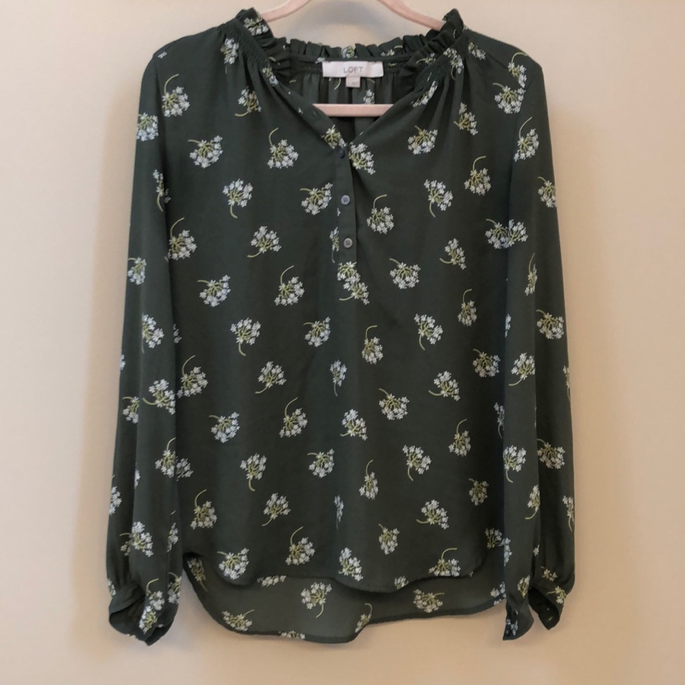 LOFT green blouse